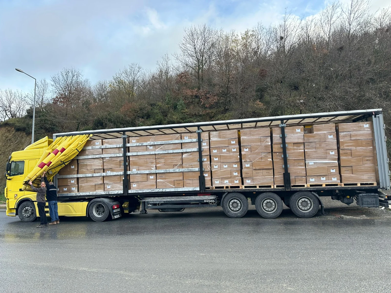 A vehicle being prepared for shipment