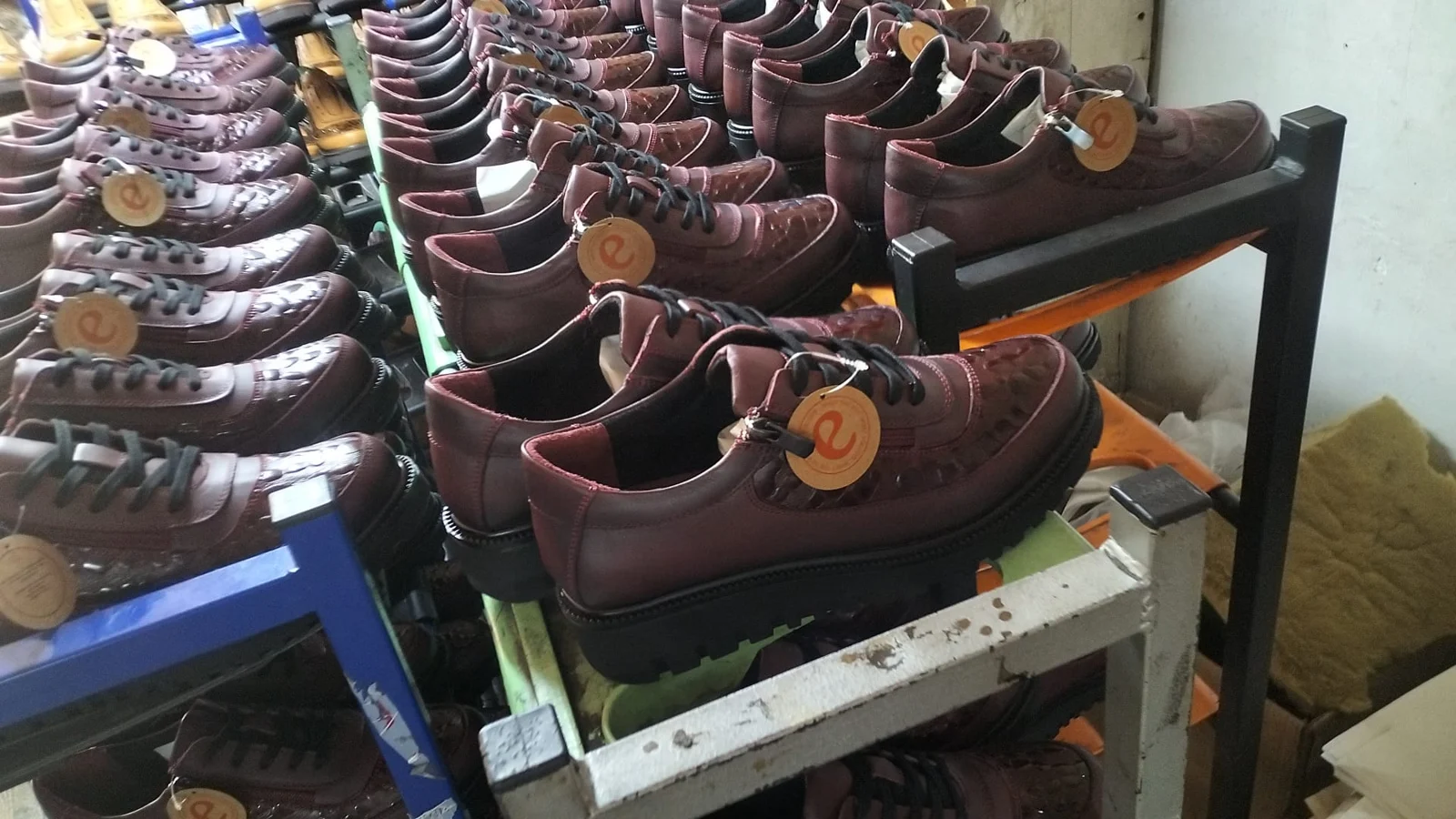 Footwear on the production line